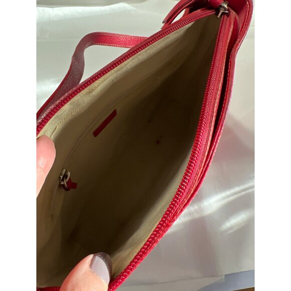 Rare Y2K Kate Spade New York Boar Skin Red Leather Shoulder Made In Ital - Picture 9 of 15